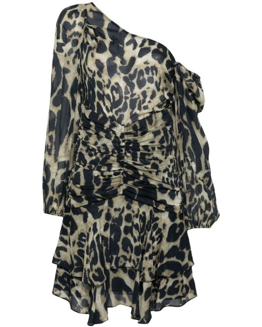 IRO Gray Leopard-print Ruched Dress