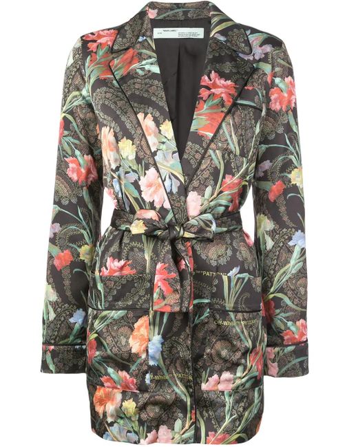 Off-White c/o Virgil Abloh Gray Floral Belted Jacket