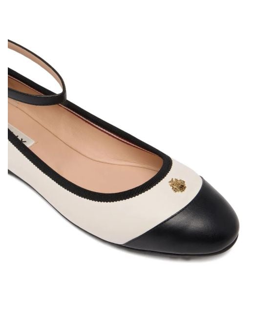 Bally White Ysla Ankle-Strap Ballet Flat