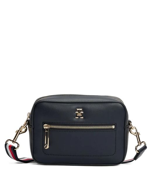 Tommy Hilfiger Blue Logo-Plaque Shoulder Bag