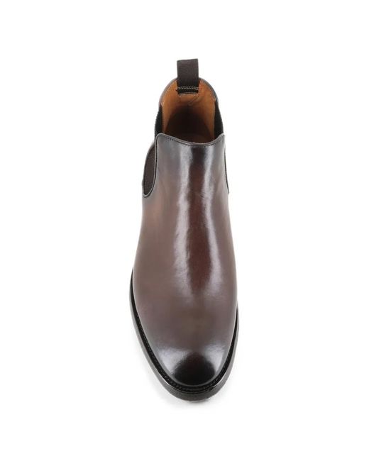 Officine Creative Brown Leather Elasticated-Panel Ankle Boots for men