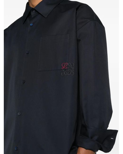 Loewe Blue Anagram Cotton Shirt for men