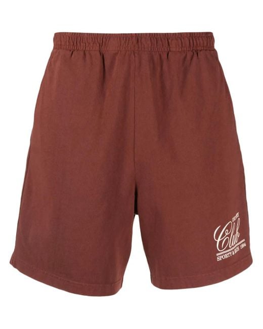 Sporty & Rich Red 94 Country Club Gym Shorts for men