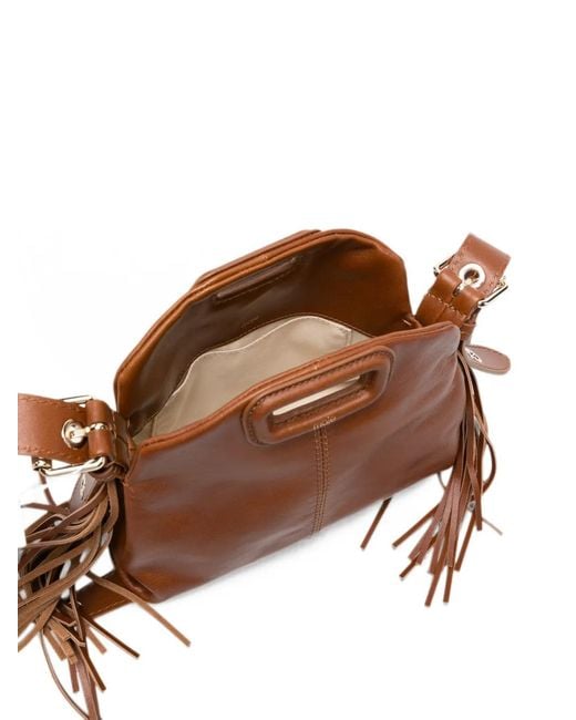 Maje Brown Fringe-Detailing Shoulder Bag