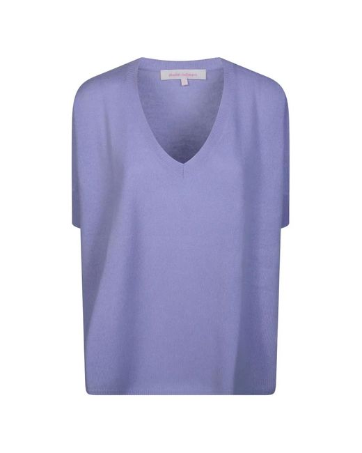 ABSOLUT CASHMERE Purple V-Neck Short-Sleeve Cashmere T-Shirt