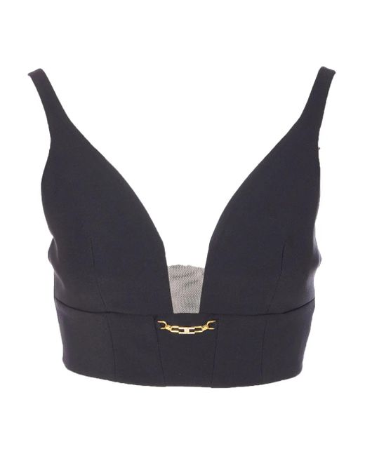 Elisabetta Franchi チェーントリム Vネックトップ Blue