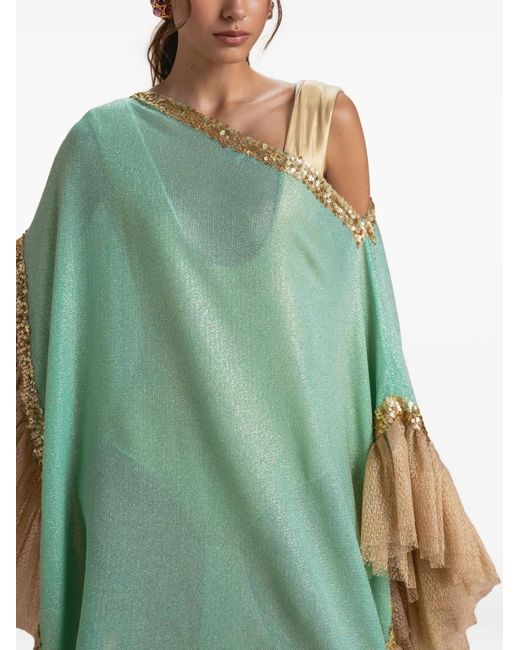SANA OSMANI Green Mirma Sequin Ruffled Kaftan