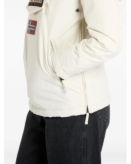 Napapijri White Logo-Patch Hooded Jacket