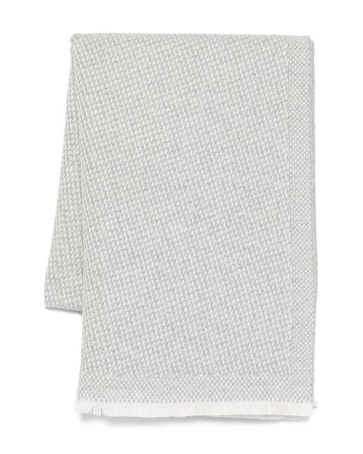 Eleventy White Textured-Weave Scarf
