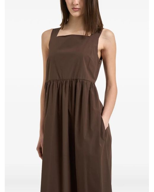 Weekend by Maxmara Brown Lace-Panel Midi Dress