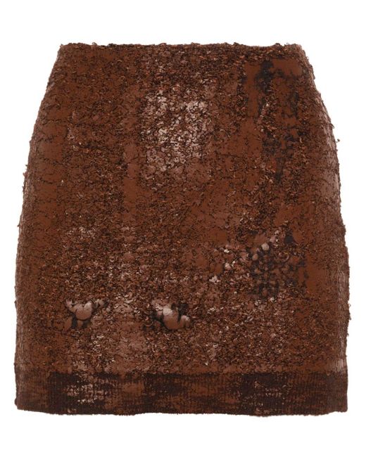 Acne Mini-rok Met Gebarsten Textuur in het Brown