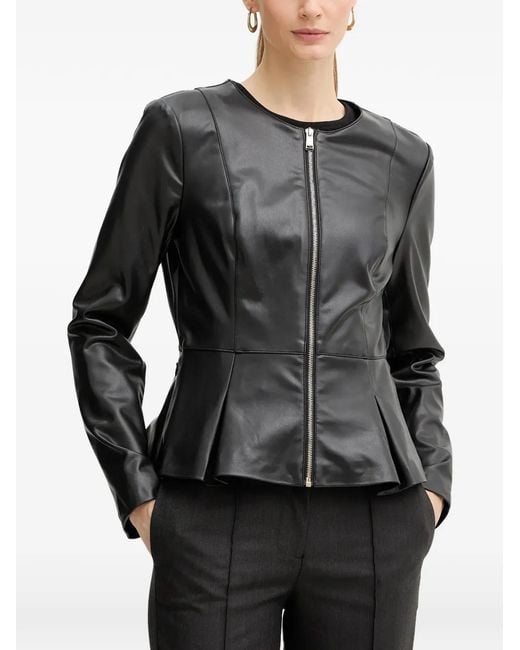 Chaqueta Con Cremallera Y Peplum Guess de color Black