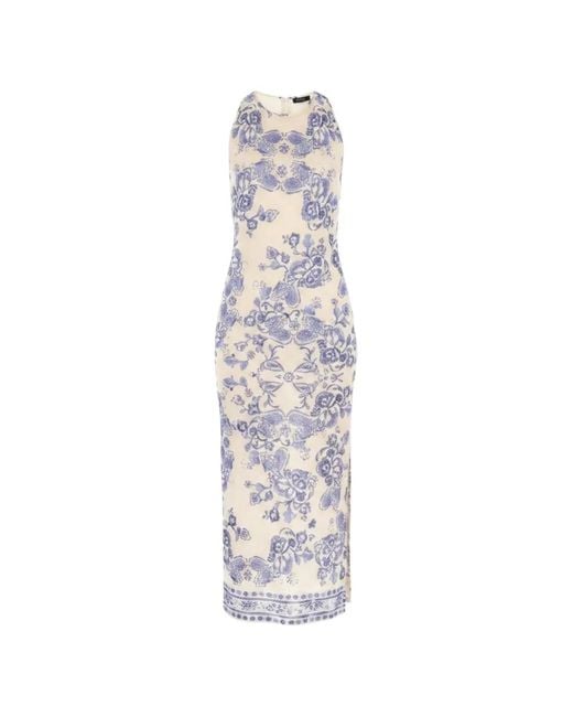 Liu Jo White Foulard-Print Lurex-Knit Dress