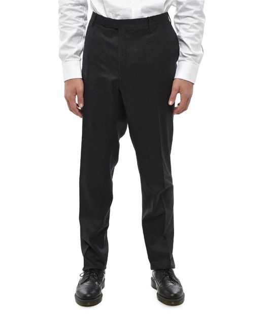 Corneliani Black Flat-Front Wool Tailored Trousers for men