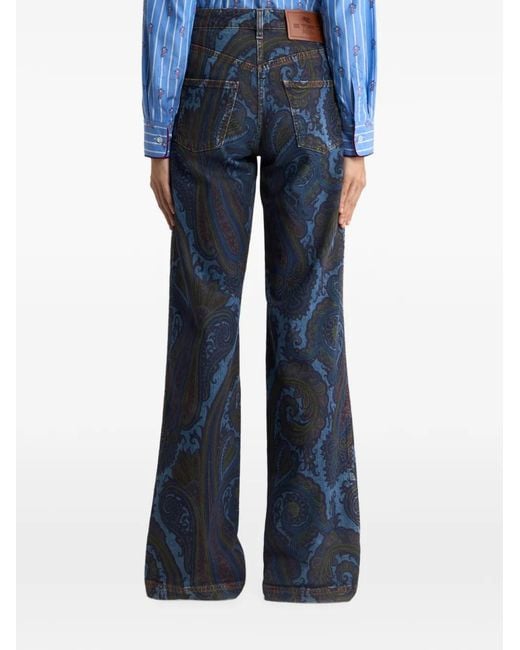Etro Blue Wide-Leg Jeans