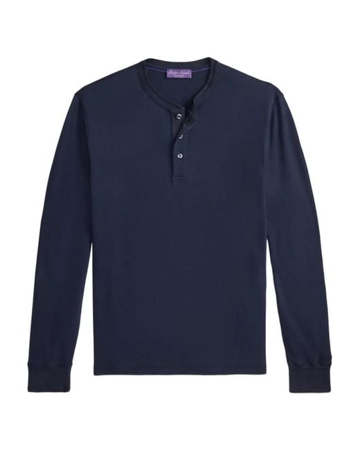 Ralph Lauren Blue Henley Long-Sleeve T-Shirt for men