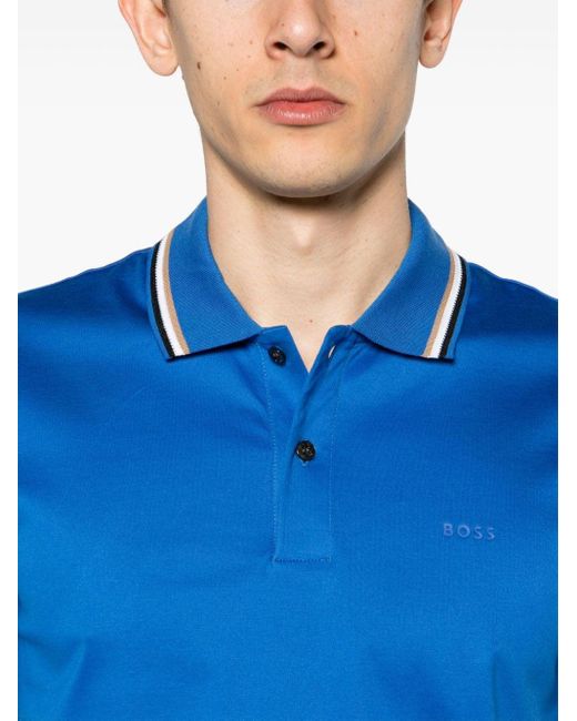 Boss Poloshirt Met Logoprint in het Blue voor heren