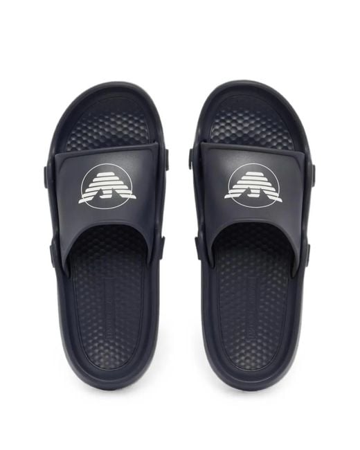 Emporio Armani White Logo-Print Slip-On Sandals for men