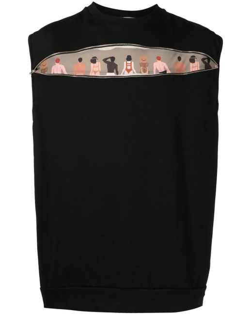 Amir Slama Black Graphic-Print Cotton Tank Top for men