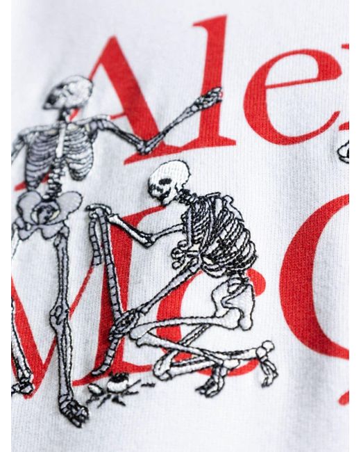 Camiseta con logo estampado Alexander McQueen de hombre de color White