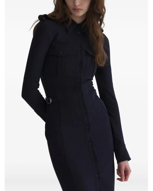 Mugler Blue Ink Military Shirt Dress