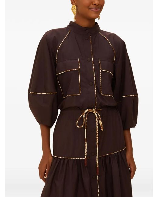 Farm Rio Red Tie-Waist Shirt Midi Dress