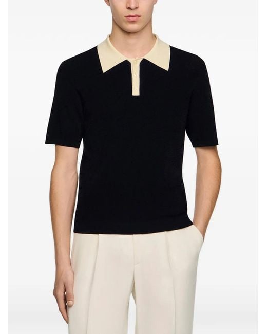 Sandro Black Two-Tone Polo Shirt for men