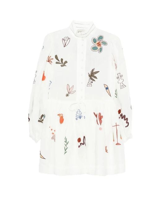 ALÉMAIS White X Lrnce Mina Floral-Embellishment Mini Dress