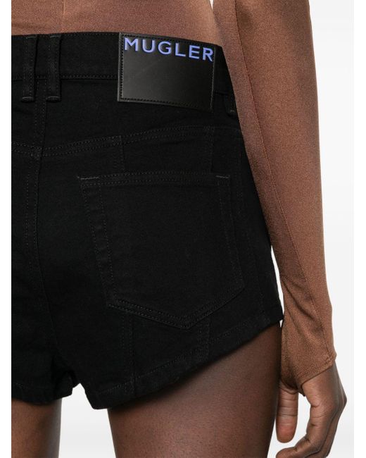 Mugler Black Panel-detail Denim Shorts
