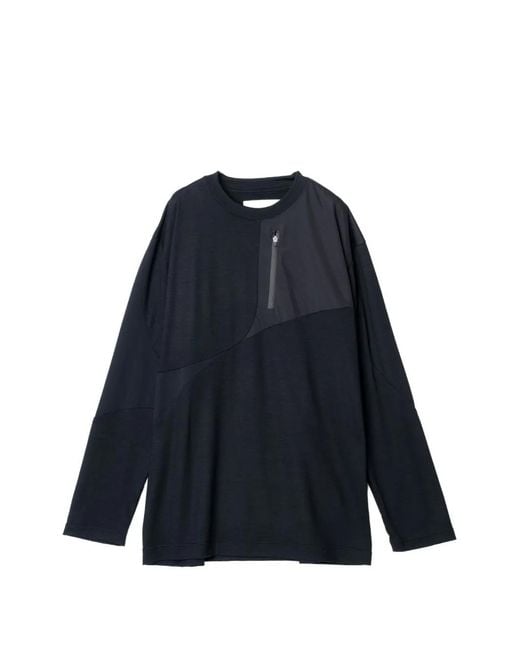 Yoshio Kubo Blue Zip-Pocket Panelled T-Shirt for men