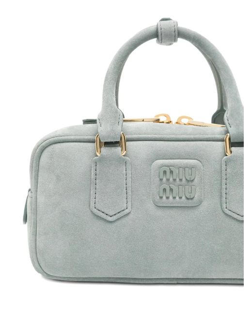 Miu Miu Gray Arcadie Top-Handle Suede Satchel