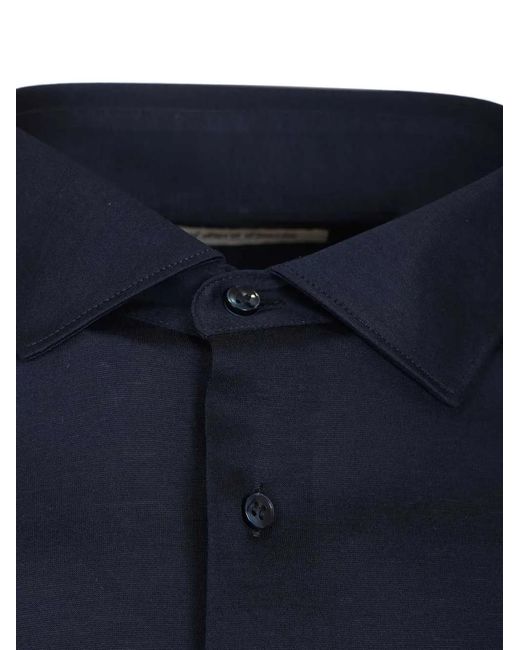 Al Duca D'aosta Blue Mother-Of-Pearl Button Shirt for men