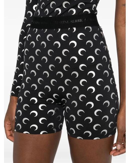 MARINE SERRE Black Moon-Printed Shorts