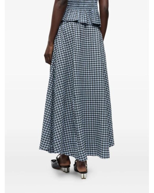 Ganni Blue Checkered Skirt