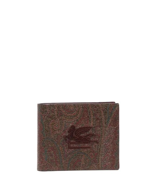 Etro Brown Paisley Embroidered Logo Wallet