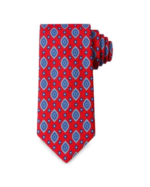 Bona Furtuna Red Geometric-Print Tie for men