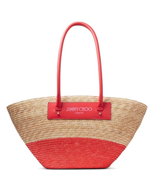 Bolso shopper Beach Basket tejido Jimmy Choo de color Natural