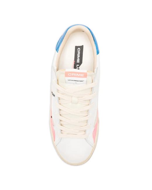 Crime London White Deconstructed Suede Panel Sneakers