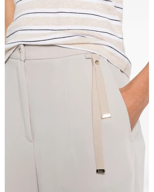Herno White Grosgrain-Detail Slit-Hem Trousers