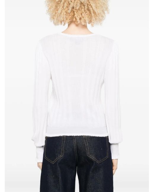 Missoni White Ribbed Scalloped Sweater