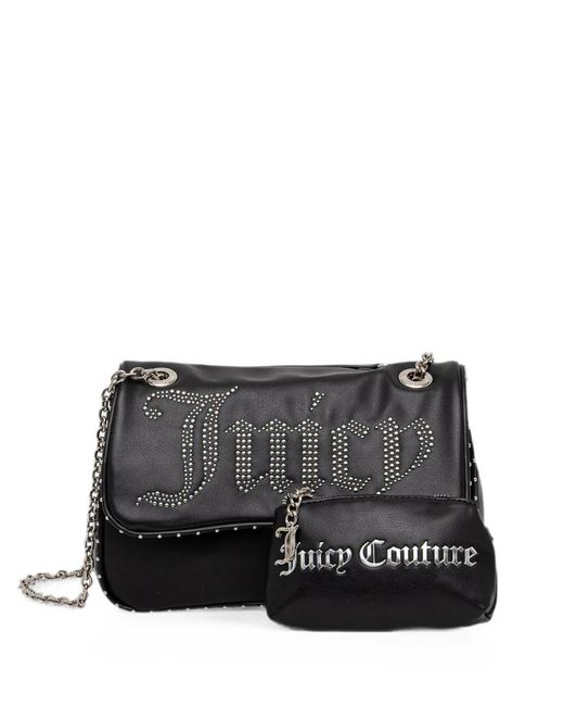 Juicy Couture Black Studded Logo-Plaque Shoulder Bag