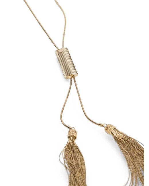 Balmain White Long Brass Tassel Necklace
