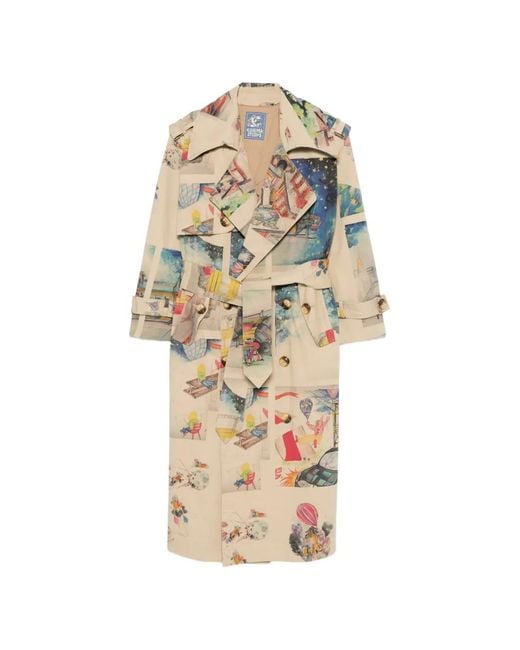 Kidsuper White Book Paintings Double-Breasted Trench Coat for men