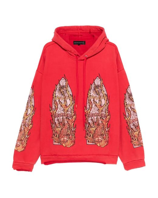 Who Decides War Red Drawstring-Fastening Hoodie for men