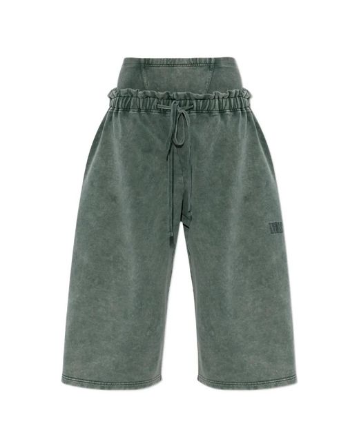 KNWLS Green Drawstring-Fastening Ruffled Track Pants
