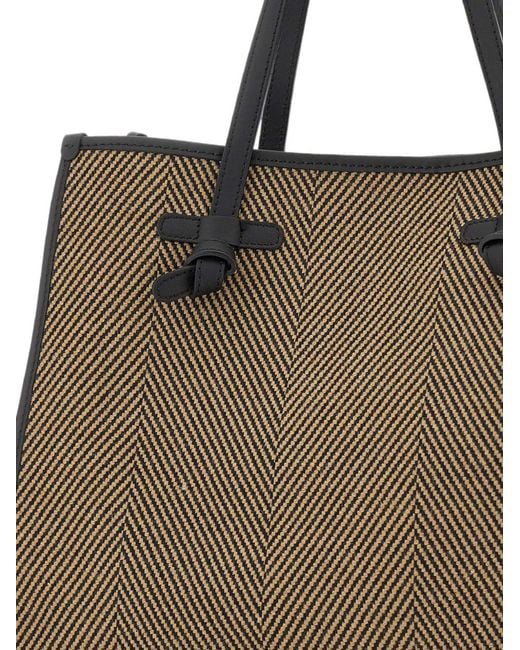 MARCELLA CLUB Natural Large Marcella Herringbone-Pattern Shoulder Bag