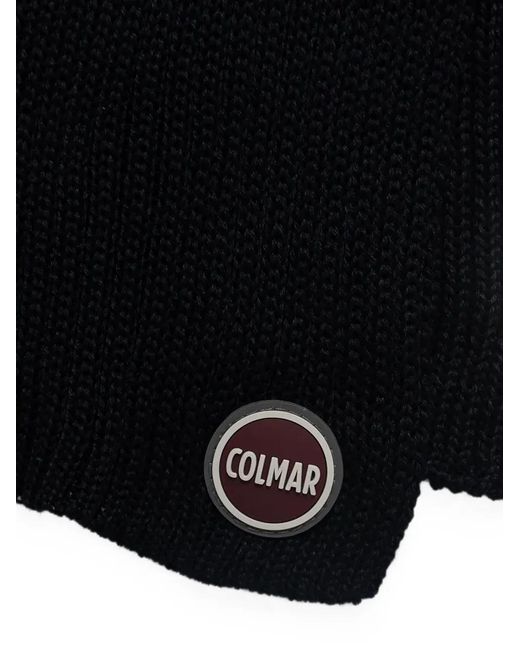 Colmar Black Ribbed-Knit Logo-Patch Scarf
