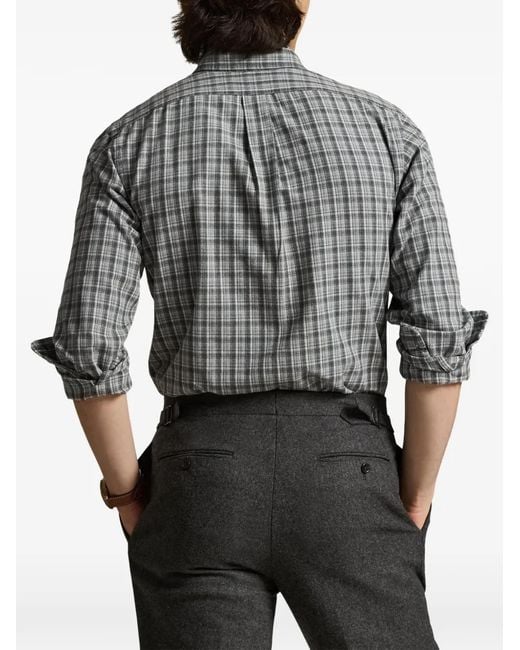 Polo Ralph Lauren Gray Oxford Plaid Shirt for men