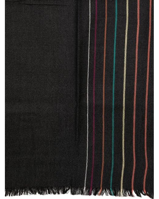 Paul Smith Black Signature Stripe Wool Scarf for men