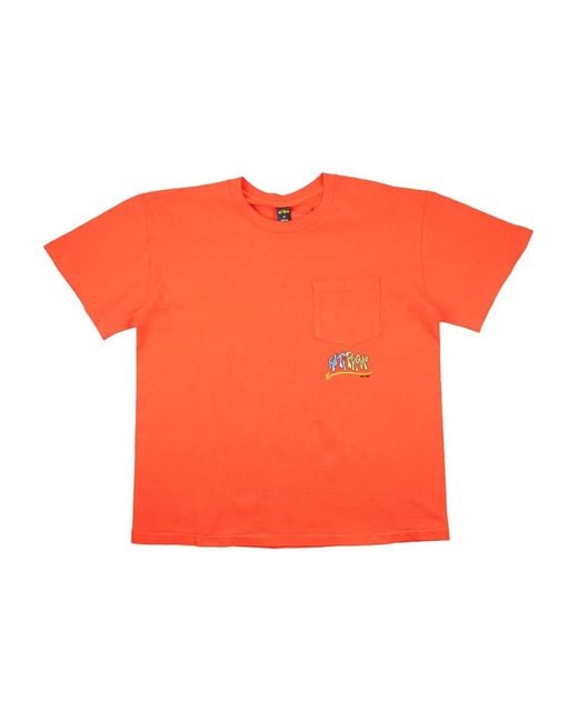 ANTI PROMO Orange Chest Pocket Graphic T-Shirt for men